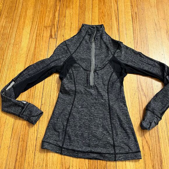 Lululemon Shirt Womens Small ? gray Half Zip Run Dash Ruffle - Picture 1 of 8